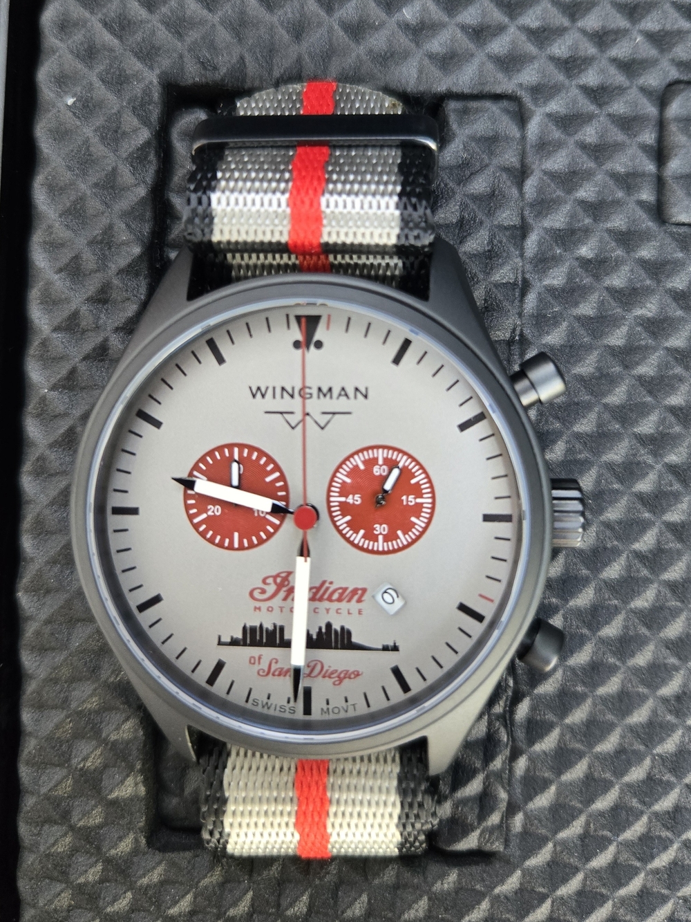 Wingman Men’s Swim Watch Strap - White, Gray & Red